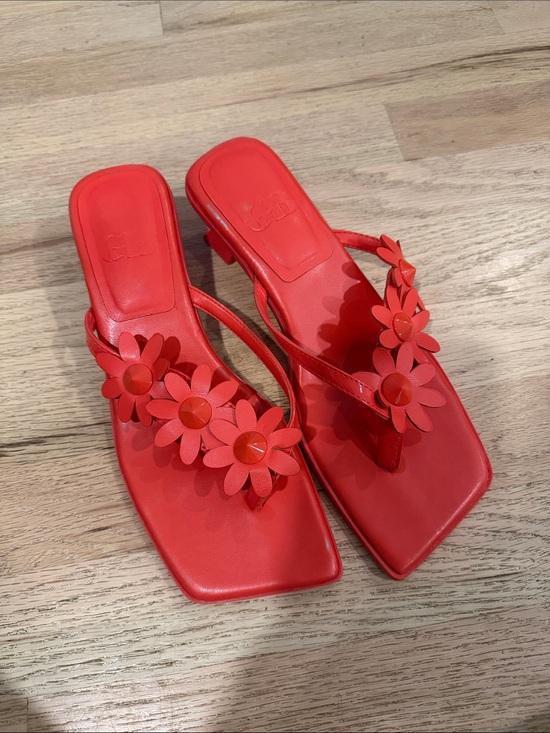 Gianni Bini Shoes - Coral GB Floral Square-Toe Women's Sandals